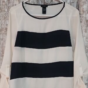 Ann Taylor Black and White Striped Blouse